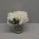 Hollyone Hydrangea Artificial Flowers with Vase White Silk Fake Flowers Arrangements in Glass Vase with Faux Water for Home Bathroom Office Table Centerpiece Shelf Decorations