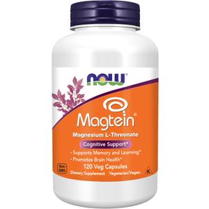 NOW Foods Supplements Magtein, Magnesium L-Threonate, Cognitive Support*, 120 Veg Capsules, BBD: 01/2029