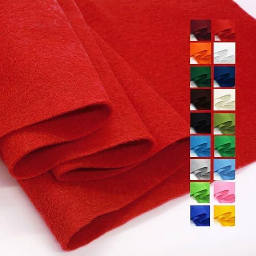 Red Felt Fabric 36" X 36"(1 Square Yard), 1.6mm Thick Soft and Durable Flexible Craft Felt by The Yard for Sewing DIY Art Craft Project Decorations