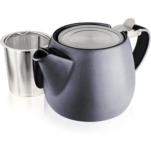 Tealyra - Pluto Porcelain Small Teapot Black - 18.2-ounce (1-2 cups) - Matte Finish - Stainless Steel Lid and Extra-Fine Infuser To Brew Loose Leaf Tea - 540ml