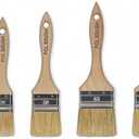 Set of 5 1, 1.5, 2, 2.5, 3 Inch Flat Paint Brushes - High European Quality - Natural Bristles - for Home, Wood, Walls, Art, Trim & Furniture - for Acrylic, Oil, Stain, Chalk & Latex Paints