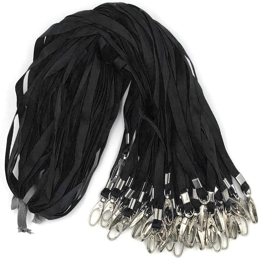 Beebel Black Lanyards 50Pcs 18" Lanyard with Badge Clip