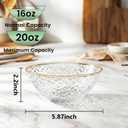 Tinybee 50 Pack Clear Plastic Bowls - Clear Disposable Bowls for Party with Gold Rim, 16-20oz Premium Hammered Bowls Disposable Heavy Duty, Plastic Salad Bowls for Milk Cereals, Snacks, Salads
