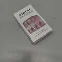 3 x Press on Nails Oval, Pink Shimmery Fake Nail, Kit of 24 False Nails, 24 Adhesive Tabs and Tools