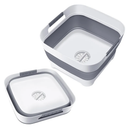 Upgraded 2.4 Gal (9L) Collapsible Dish Basin with Drain Plug, Space Saving Multiuse Foldable Sink Tub, Dishpan, Beverage Tubs for Camping, Vegetable Washing, RV(Gray)