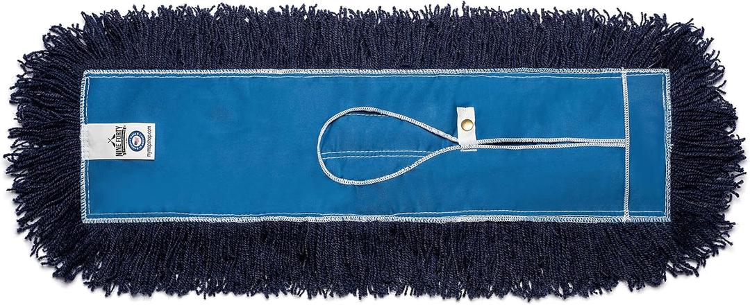 Nine Forty 18-Inch Premium Nylon Dust Mop Replacement Head - Heavy Duty Mop Head Refill for Industrial, Commercial, and Residential Cleaning - Dry Floor Duster for Hardwood Surfaces - Blue (1-Pack)