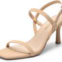 DREAM PAIRS Womens Slingback Heels Square Open Toe Strappy Sandals Ankle Strap High Heeled Dressy Shoes (8.5, Nude-nubuck)
