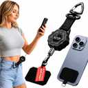 ELTOR Phone Tether Anti Theft with Belt Clip | Strong Retractable Cord Phone lanyard Anti Theft Holds up to 25lb, Retractable Keychain Heavy Duty Badge Holder for Hiking, Traveling & Daily Use