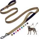 Fida 6 FT Heavy Duty Dog Leash with 2 Comfortable Padded Handles, Traffic Handle & Advanced Easy Snap Hook, Reflective Walking Lead for Large, Medium & Small Breed Dogs, Brown