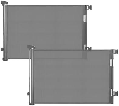 2 Pack Retractable Baby Gate,Mesh Baby Gate or Mesh Dog Gate,33" Tall,Extends up to 55" Wide,Child Safety Gate for Doorways, Stairs, Hallways, Indoor/Outdoor（Grey,33"x55"