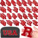 Jutom 156 Pieces Chenille Letter Patches Iron on Bulk Large 3.2 h x 2.4 w College Letters Patches Clothing Embroidered Trimmed Preppy Alphabet for Letterman Jackets Jeans (Red)