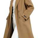 2025 Women'S Double Sided Wool Blended Pea Coat - Notch Lapel Double Breasted Overcoat Long Trench Lady Jacket Spring/ Autumn/ Winter Womens Dress Coat (US, Alpha, Small, Regular, Regular, Camel)