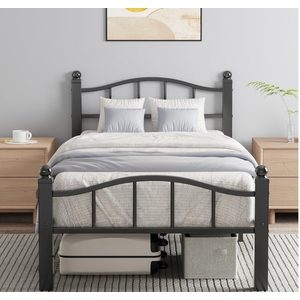 Twin Modern Metal Bed Frame with Headboard and Footboard, Black