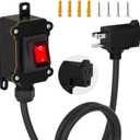 STARELO Extension Cord with on/Off Switch, IP66 Waterproof,Inline Power Switch with 3 FT 16AWG Cable Piggyback Plug(3-Pronged), Outdoor Power Switch AC/DC 20A-125V, 16A-250V, Red Light Rocker Button