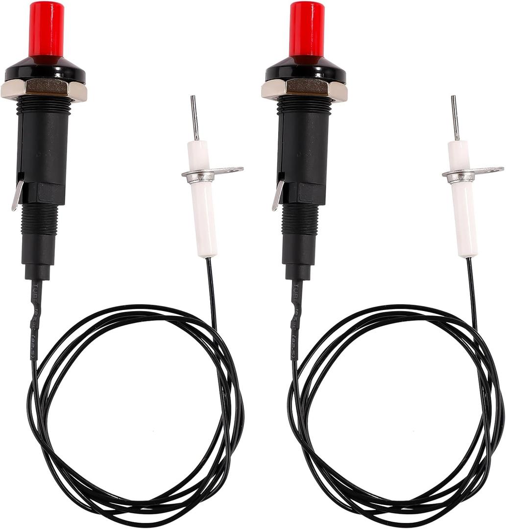 2pcs Piezo Spark Igniter, Grill Ignition Replacement Electrode Igniter Metal Threaded Ceramic Push Button Replacement Grill Igniter for Igniter Gas Fireplace Oven Heater