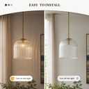 Ateasehomelife10 Inch Ribbed Glass Pendant Light(10" D × 10" H)