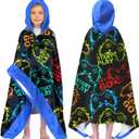 Video Gamer Boys Beach Towel with Hoodie for Kids Toddlers Age 4-8,Game Controller Black Bath Towels Shower Wrap for Boys, Hooded Poncho Beach Blanket for Pool Swimming Wearable Bath Towel for Child (30'' X 50'')