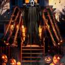 COOLWUFAN Halloween Flying Scarecrow Ghost with Metal Pole, Large Scary Spooky Scarecrows Ghosts, Creepy Grim Animated Halloween Decorations for Outdoor Yard Porch Lawn Garden, Party (1 Pack) (7 FT)