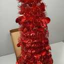 Aoriher 5 ft Pre-lit Pop up Collapsible Black Christmas Tinsel Tree Decor with Purple String Lights Reusable Artificial Sequins Pencil Slim Tree with 4 Legged Bracket Holiday Party Indoor Outdoor Home