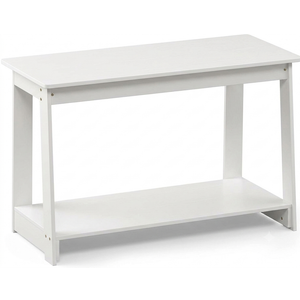 Pemberly Row Engineered Wood TV Stand, Espresso Finish, Fits TV up to 39", 35.43" W x 15.67" D x 21.69" H, Contemporary Design with Bottom Shelf Media Storage, Living Room Entertainment Console, White