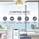 YOUKAIN 52'' Low Profile Ceiling Fan With Light, Gold Flush Mount Ceiling Fan, 6 Speeds DC Reversible Motor, Outdoor Indoor Modern Smart Ceiling Fans Work With WIFI App, 52-YJ236-GD