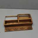 Key Holder Wall Mount, Wooden Mail and Key Organizer with Chalkboard and Mirror, 3 Greeting Cards, 8 Hooks, Brown, Type 1