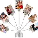 7-Branch Family Desktop Photo Tree Holder Clip Round Base, Card Picture and Memo Desk Frame Display Stand for Wedding Party Christmas Photo Clip Holder Table Numbers (Stars)