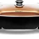 Caynel Professional Non-stick Copper Electric Skillet Jumbo, Deep Dish with Tempered Glass Vented Lid, Upgrade Thermostat, 16x 12x 3.15- 8 quart (16*12 Copper)