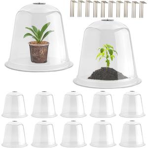 13 Inch Humidity Domes Garden Cloches for Plant Protection, Plant Covers Freeze Protection, Protectors from Animals, Garden Clear Plant Cover with Ventilation Holes 10 Pack