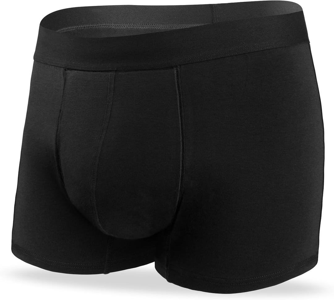 Mens Incontinence Underwear Washable Leak Proof Boxer Briefs Absorbency 2.3 oz Prostate Bladder Control 1 Pack (Black, 3XL)
