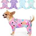 Bienbee Dog Pajamas, 4 Pack Dog Recovery Suit Shedding Suit Cute Soft Puppy Clothes Dogs Pjs Onesies Jammies Adjustable Breathable & Stretchy Clothes for Small Dogs Girl Boy Puppy-S