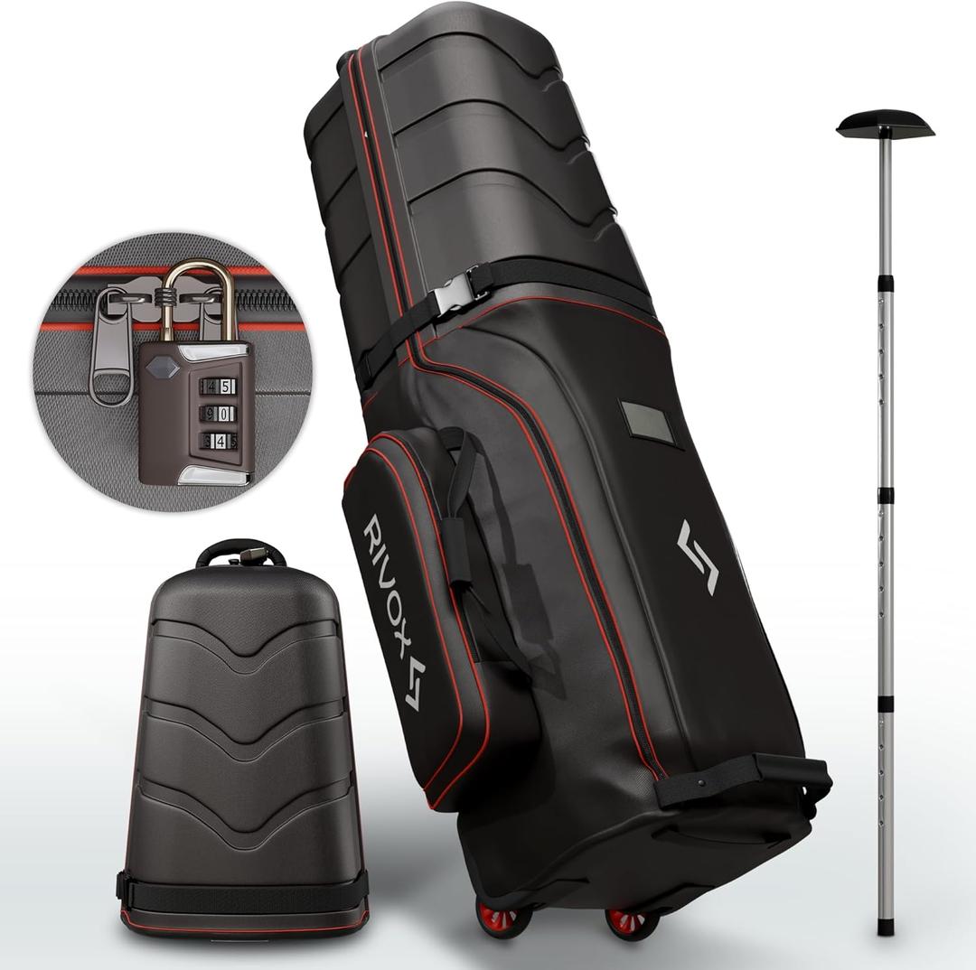 Golf Travel Bag with Wheels  Durable Golf Club Case w/ABS Top Shell, TSA Padlock, Interior Cushion & Support Rod  Golf Bag for Men, Airline Travel