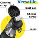 Han's Bottle Sports Water Bottle - 32 Oz, Straw Lid, Leak Proof, Vacuum Insulated Stainless Steel, Double Walled, Thermo Mug,Black