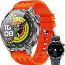 WalkerFit GPS Smart Watch for Men, Multi-Satellite Positioning, Full Metal Body, 520mAh Long Battery Life, 5ATM Waterproof with Bluetooth Call, 1.43 AMOLED Screen, for iPhone/Android, Orange