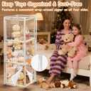 yofit 56" Stuffed Animal Storage Organizer with Wheels, Plush Storage Wooden ZOO with Removable Dust-Proof Cover for Playroom Bedroom Living Room Kids Room, 16 inches x 16 inches x 56 inches
