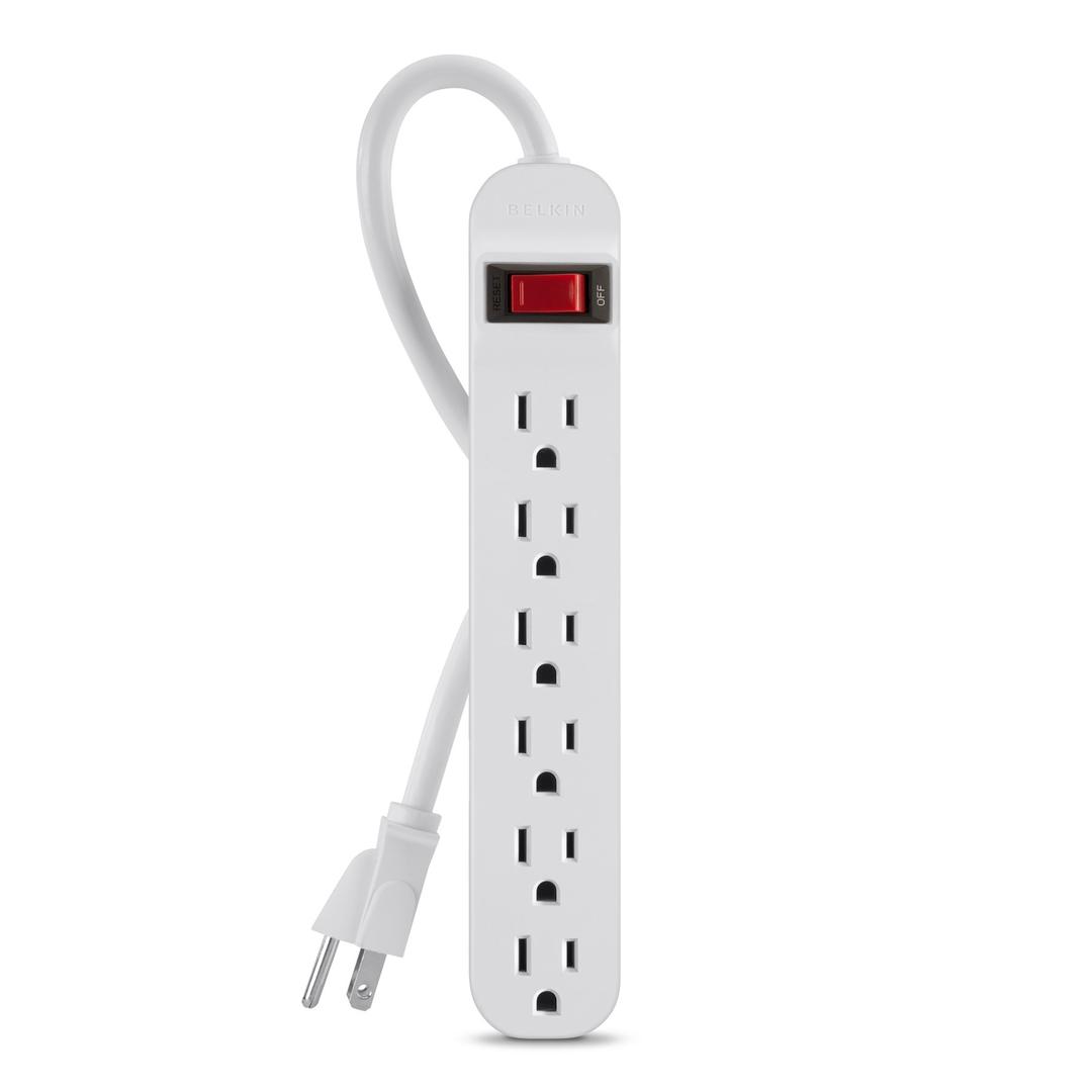 Belkin 6-Outlet Power Strip With 3ft Cord, White