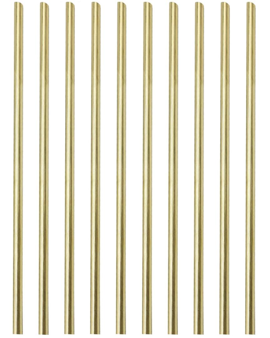 10PCS 4mm Solid Round Brass Rod Lathe Bar Stock Kit for DIY Craft Tool, 5/32 inch in Diameter, 12 inch in Length