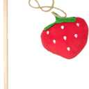 LUOZZY Interactive Wand Cat Toys Strawberry Kitten Teasing Stick Catnip Plush Toy Funny Cat Bite Resistant Stick (Red)
