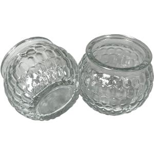 12 PC Mini Glass Candle Holders Ribbed Glass 2" Tall Round