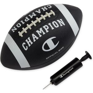 Champion Blitz Football, All-Weather Football, Enhanced Grip, Durable Rubber Cover and Molded Laces, for Outdoor Sports & Training, Includes 6 Ball Pump