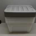 Amazon Basics Plastic Storage Containers with Secure Latching Lids, Stackable Organization Bins, 32 Quart, Set of 5, Clear/Grey