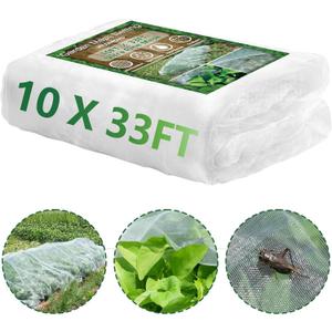10 * 33FT Ultra Fine Garden Mesh Netting Pest Barrier, White Plant Covers for Outdoor Patio Greenhouse Crop Vegetables Fruit Flower Garden Protection, Row Covers Fabric Screen Insect Bug Bird Netting
