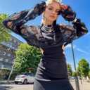 Goth Y2K Striped Sweater Grunge Ripped Punk Gothic Sweaters for Women Harajuku Aesthetic Halloween Pullover Tops (Black), One Size