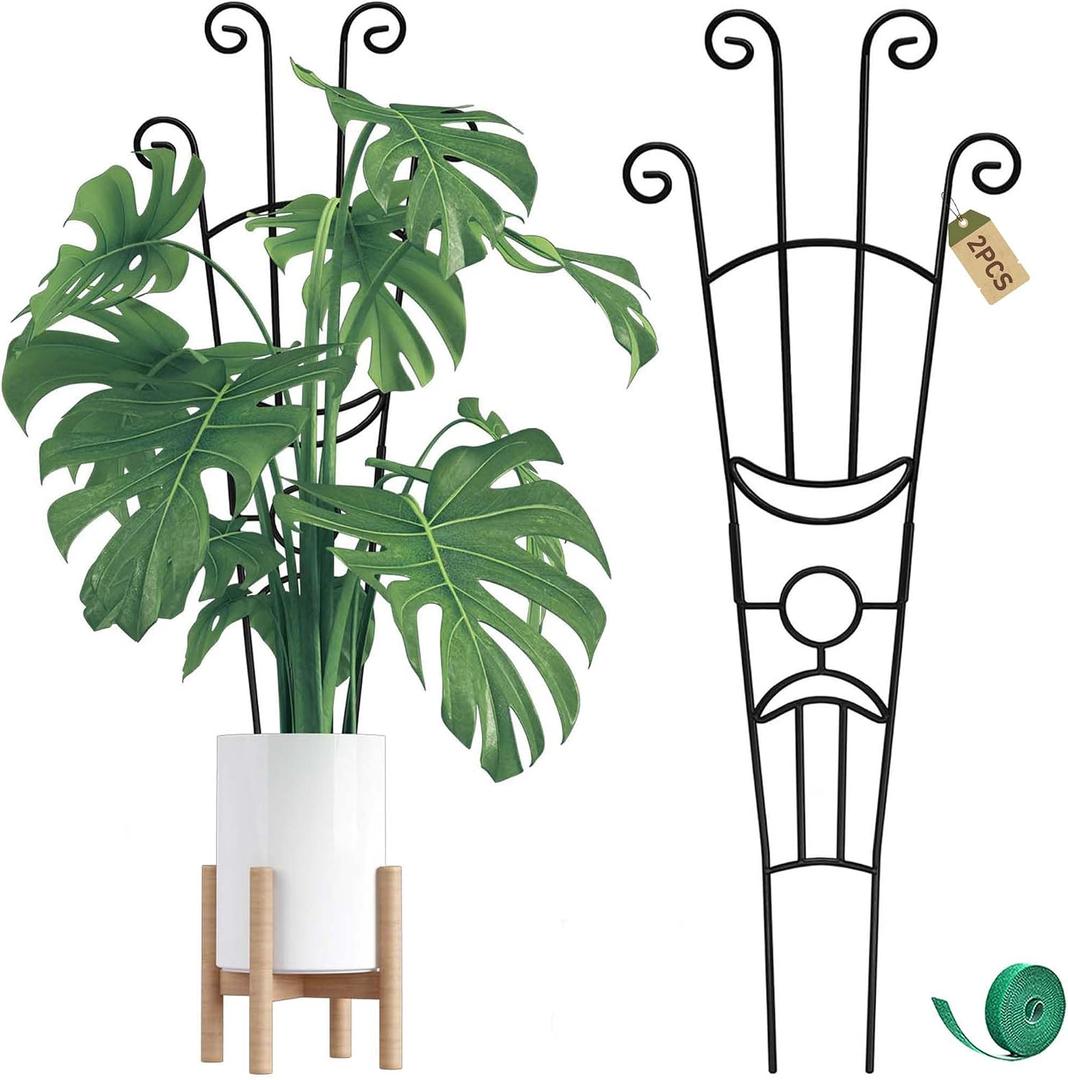 32.6in Monstera Plant Support Stakes for Indoor Plants, Metal Garden Plant Trellis for Climbing Plants, Pothos Vine Snake Climber Support2p
