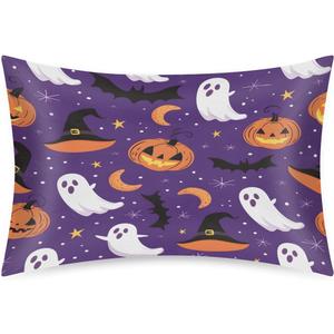 Satin Pillowcase Halloween Monster Satin Pillow case for Hair and Skin 20 x 30 Inches Smooth Pillow Covers Pillow Cover with Envelope Closure (Queen)
