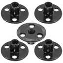 M METERXITY 5-Pack M8x17mm T-Nuts Zinc Plated Carbon Steel Tee Nut 3-Hole Round Base Weld Nuts Through Hole Furniture Hardware Flange Insert Female Thread Black