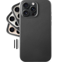 LONLI Classic - for iPhone 16 Pro Leather Case [Camera Control Button Coverage] - European Genuine Vele Leather Phone Case - Smoothen and Soften Over Time - [Compatible with Magsafe] - Black