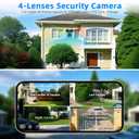 4-Lens Security Cameras Wireless for Home Surveillance Outdoor, Indoor, 4 * 2MP FHD Resolution, PTZ 360Coverage, WiFi Connection, 2-Way Audio Talk, Color Night Vision, AI Motion Detecting