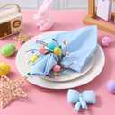 APTWOW Easter Wreath Napkin Rings Set of 12 - Farmhouse Easter Egg Napkin Holder, Spring Flower Napkin Rings for Holiday Birthday Wedding Party Banquet Table Decorations