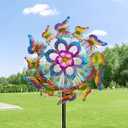 Solar 45" Butterfly Garden Wind Spinners for Yard and Garden, Metal Clearance Windmill Kinetic Wind Spinner Outdoor Decor, Wind Sculpture Yard Art Decorations for Patio & Lawn